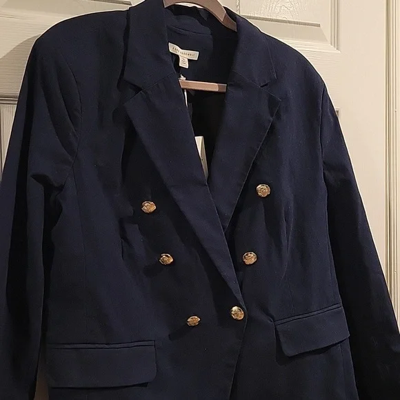 Navy Double-Breasted Women's Blazer - Picture 2 of 9